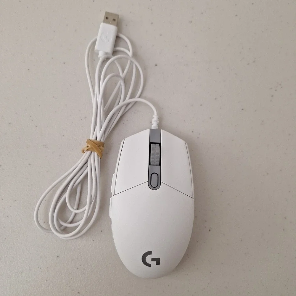 WHITE Logitech G203 Lightsync Wired Gaming Mouse Tested Works Great Condition